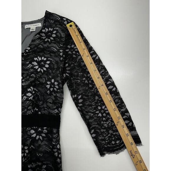 Banana Republic Womens Dress Size 0 Black Silver Floral Lace Cocktail Halfsleeve - Picture 9 of 11